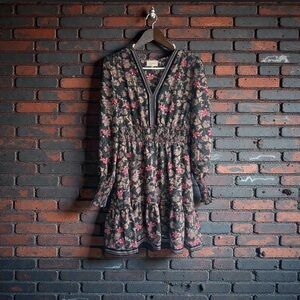 MELLODAY Pink Long Sleeve V-Neck dress small